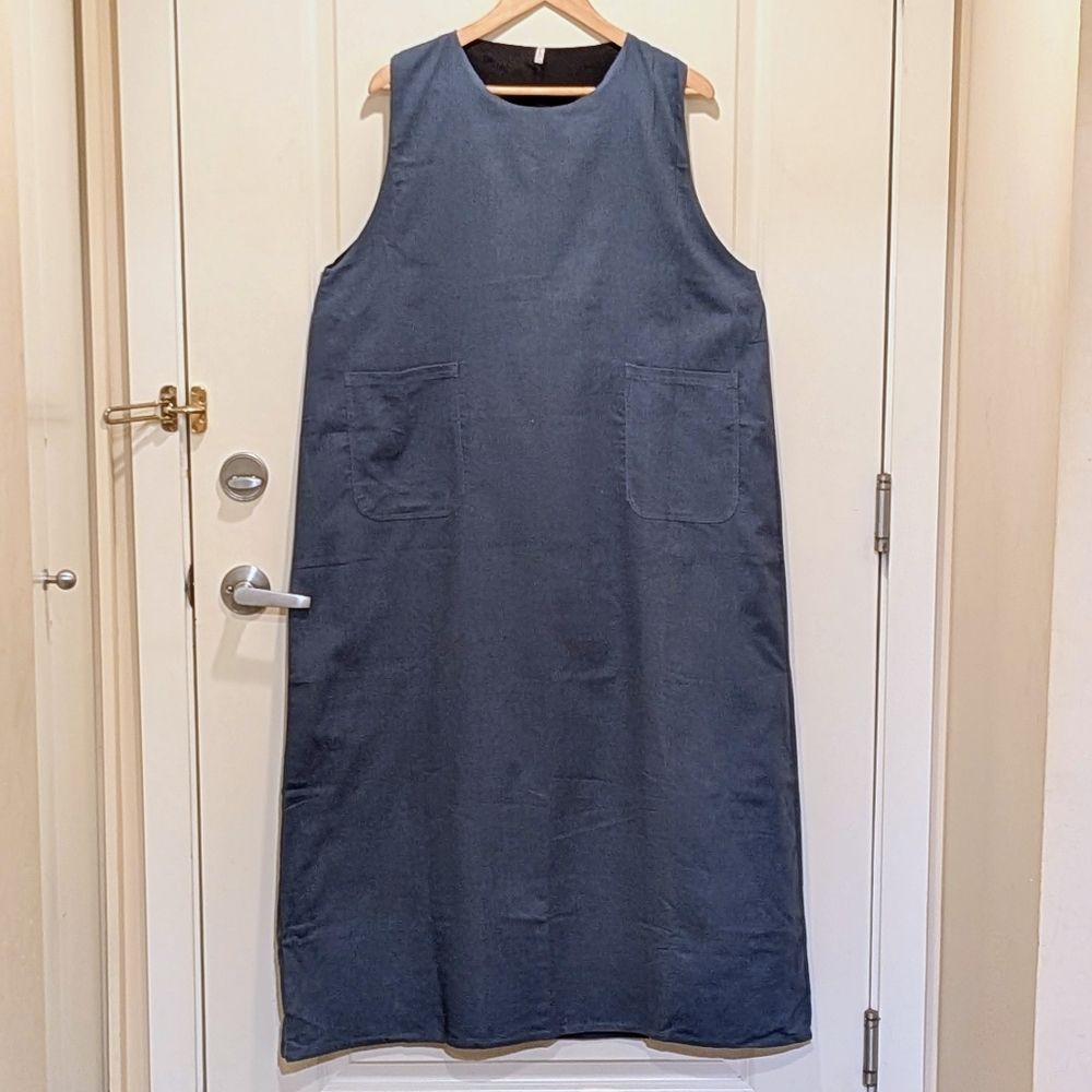 NWOT Beckwoman L 100% Cotton Fully Lined Powder Blue Front Pocket Dress